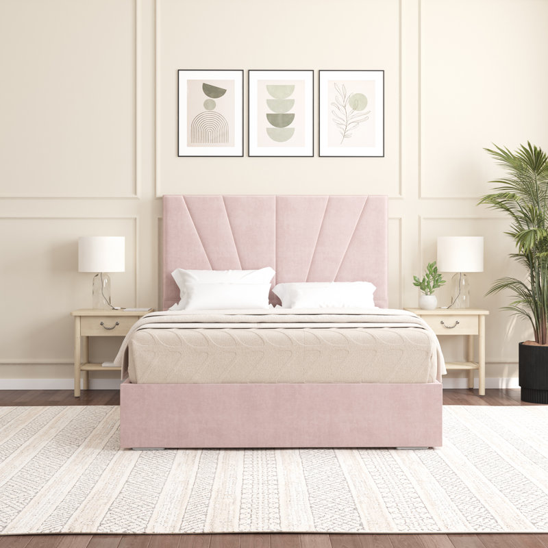 Alahnna Upholstered Bed Frame    , Super King (6'), Pink