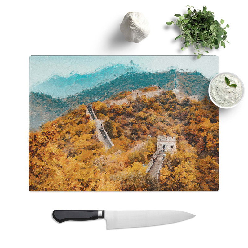 Tempered Glass The Great Wall of China Chopping Board, 39 cm W x 28.5 cm L