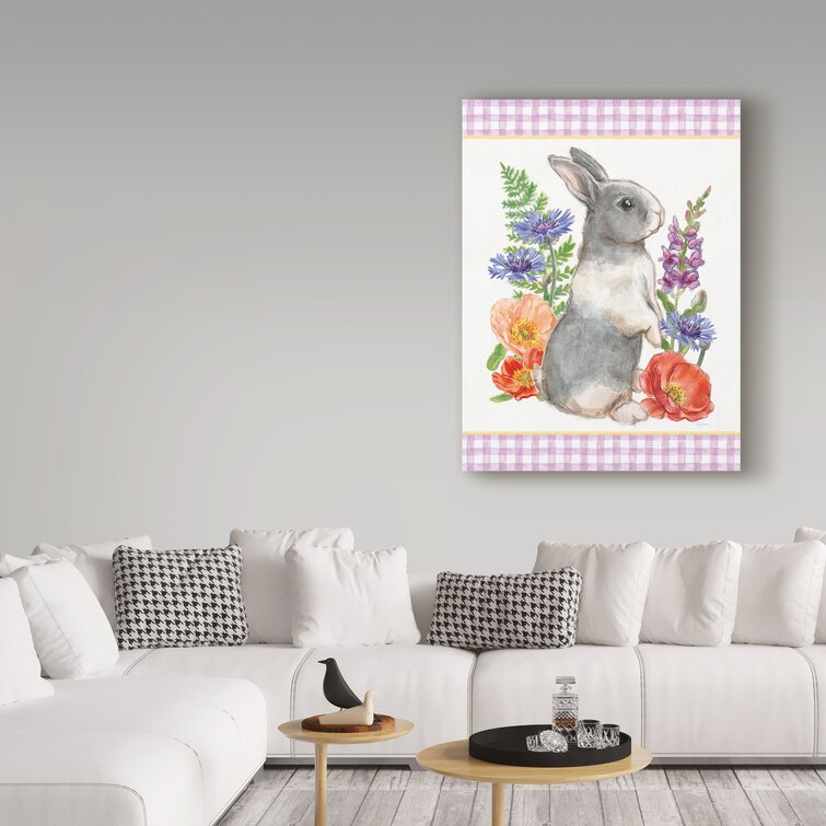 August Grove® Sunny Bunny IV Checker Border On Canvas by Mary Urban ...