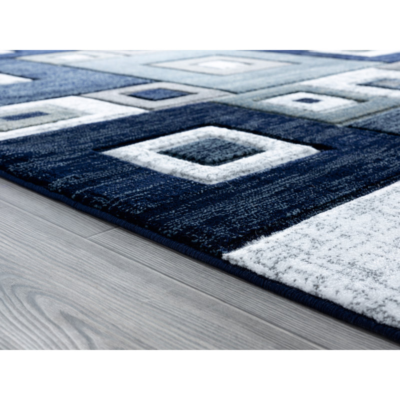 Tapis bleu Zabala, Rectangle 2 pi 7 po x 4 pi 2 po