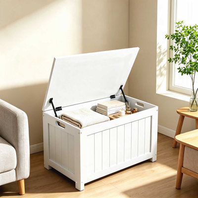 Storage Chest with 2 Safety Hinges - White