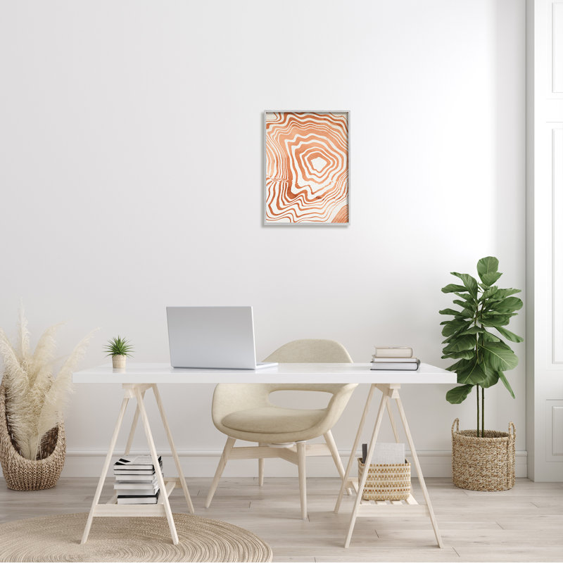 «Abstract Water Ripples», ligne orange avec rainures abstraites - impression, H 20 po x l 16 po x P 1,5 po