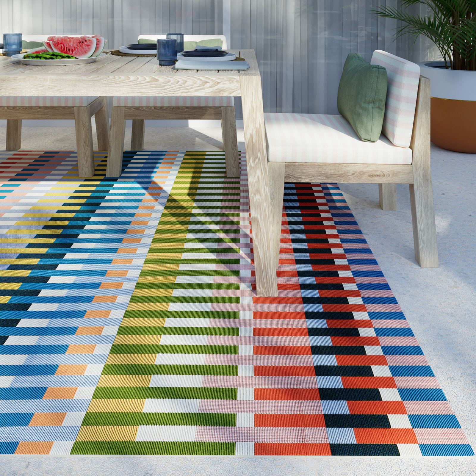 Icon Multi Striped Outdoor Rug, Rectangle 7'10" x 10'