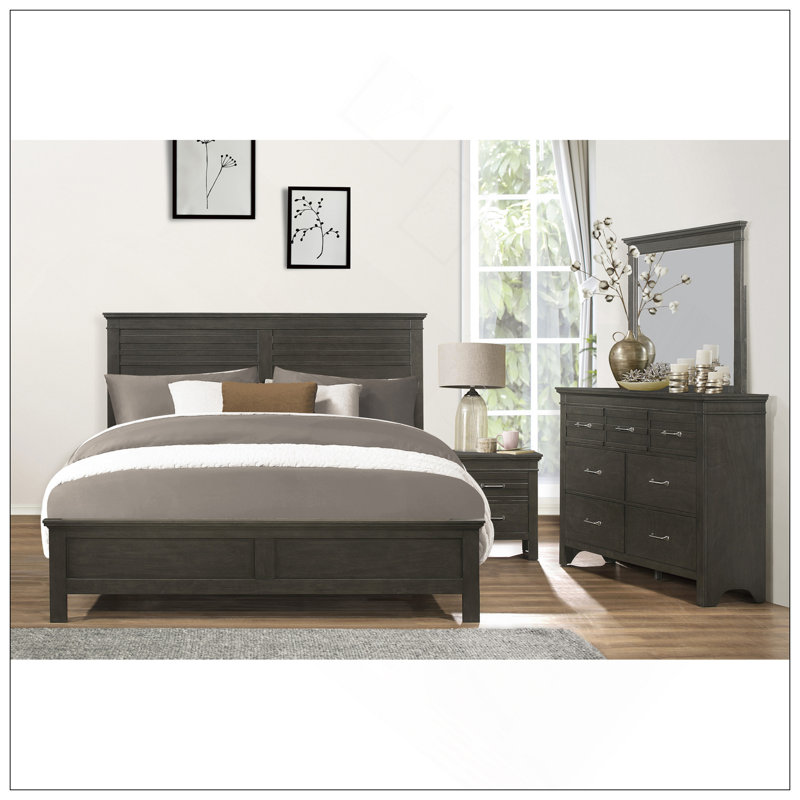 Grand lit 1Pc, Gris anthracite