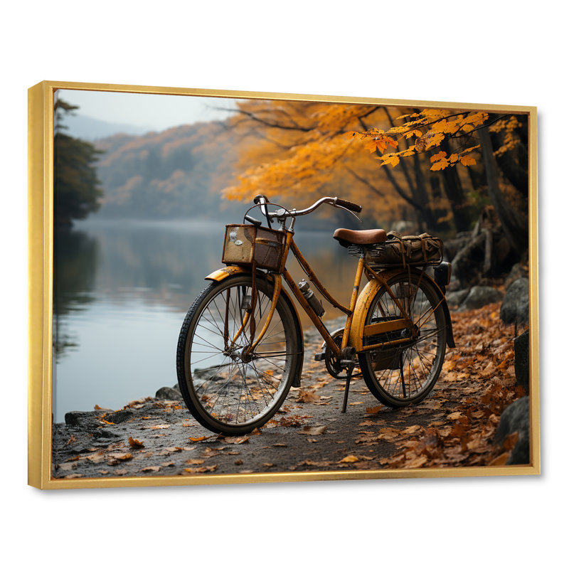 Amber Adventure Bicycle - Bicycle Wall Art, 12" H x 20" W x 1" D, Gold Floater Framed