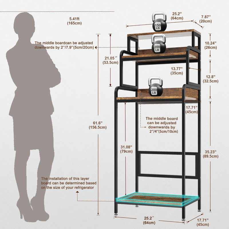 Microwave Oven Stand with Storage, Vintage Brown/Black