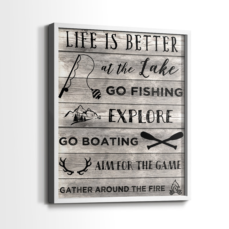 «Life is Better at the Lake», reproduction encadrée - bois massif