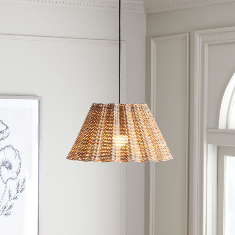 Luminaire suspendu naturel 1 lumière Carbry, H 9 po x l 16,5 po x P 16,5 po