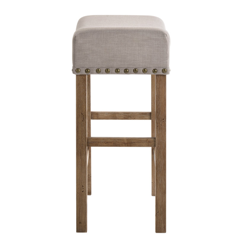 Tabouret rustique à hauteur de comptoir sans dossier avec siège rembourré et garniture cloutée (ensemble de 2)