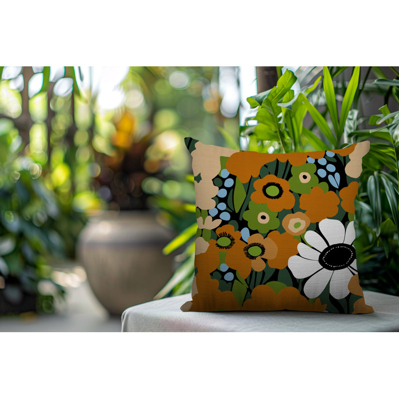 Coussin Maya, Carré 18 po, Orange