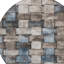 Tapis intérieur lavable rayé rond 8 'taupe et bleu denim