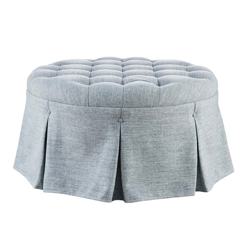 Skirted Tufted 32" Round Ottoman