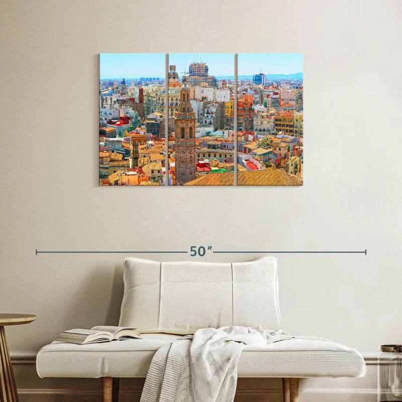 Paysage urbain de la ville R Valencia, H 24 po x l 38 po