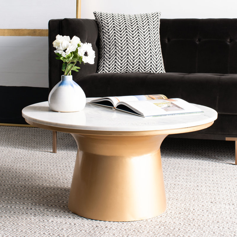 Kelliher Pedestal Coffee Table, Brass
