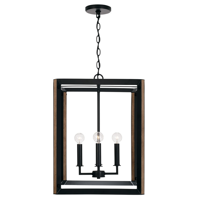 Hall moyen 4 lumières l 16 po x H 22 po en bois noir mat et brun mat