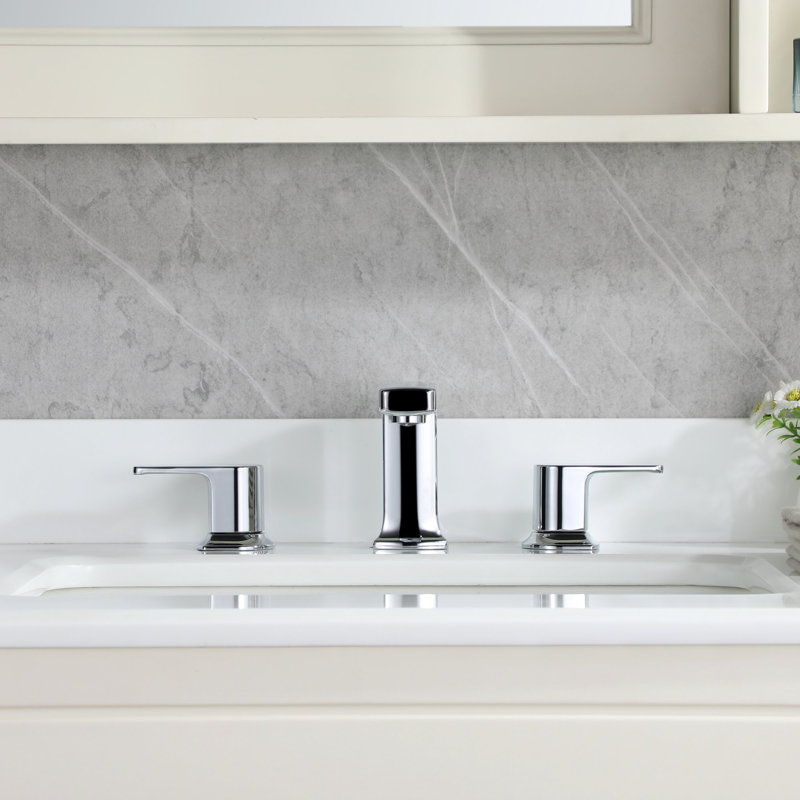 Dean Collection Two-Handle Widespread Short-Veseel Lavatory Bathroom Faucet with Drain Assembly - Chrome Polished
