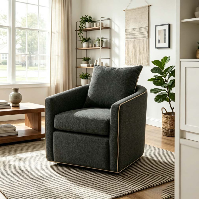 Fauteuil pivotant rembourré Fauteuil club, Gris foncé