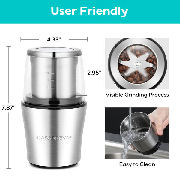 Secura Adjustable Coffee Grinder Electric, Spice Grinder Electric, Coffee  Bean Grinder, Multipurpose Grinder for Spices, Herbs, Nuts, Grains with 1