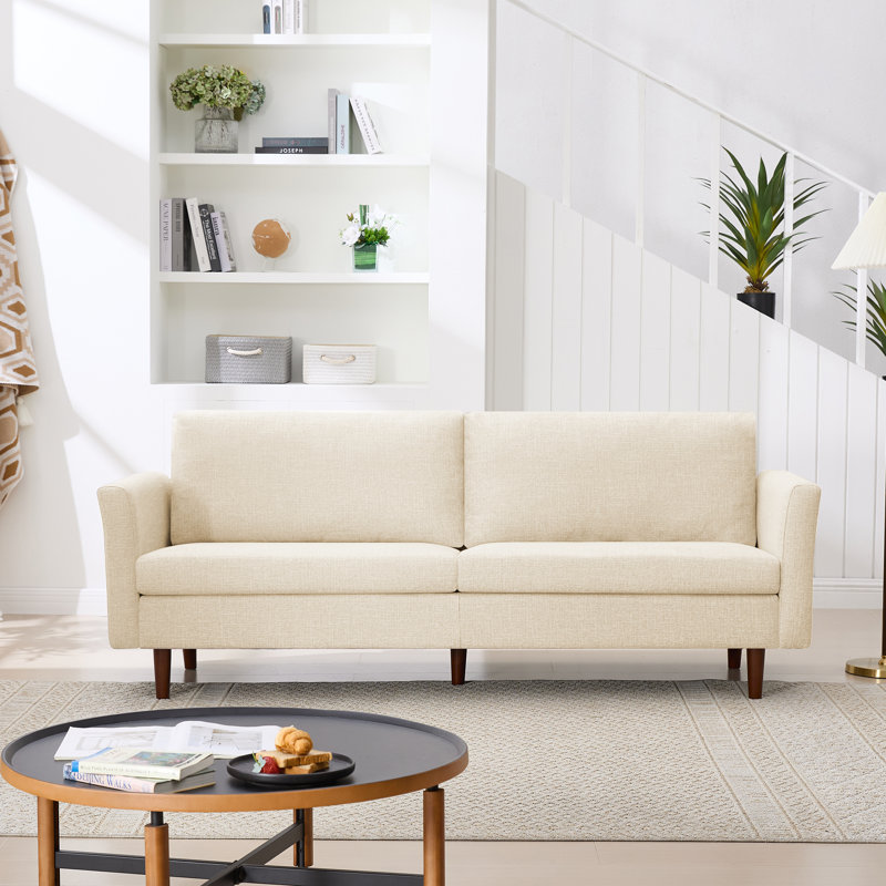 Cicero 204Cm Linen Flared Arm Sofa, Beige