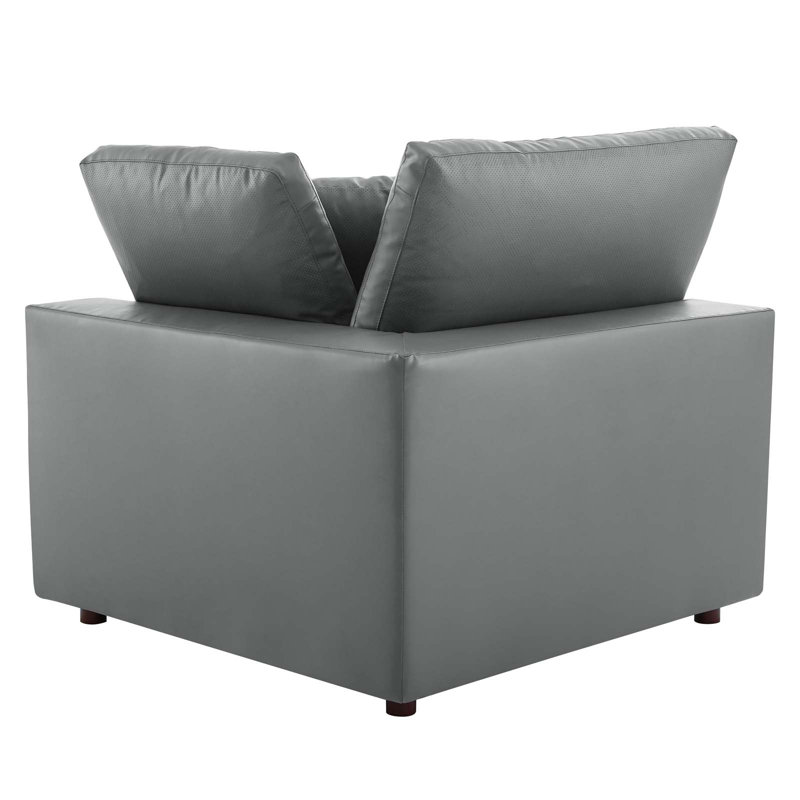 Causeuse en cuir végétalien rembourré de duvet Modway Commix, Similicuir gris