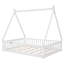 Lit double pleine grandeur en forme de tente avec garde-corps, porte et plateforme à lattes - Lit pour enfant en bois de pin, blanc-540859074-540859085