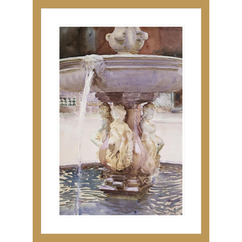Fontaine espagnole par John Singer Sargent, impression giclée sur cadre, H 29,5 po x l 21,52 po