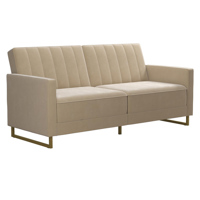 Canapé convertible en velours Skylar, Ivoire