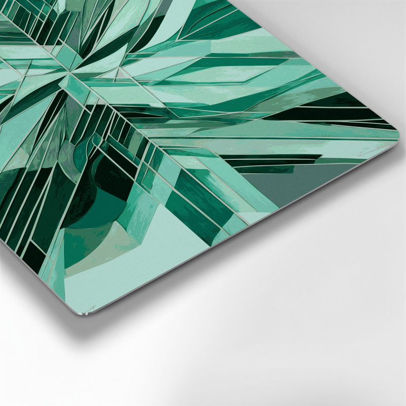 «Geometric Abstraction 25», art mural en métal vert, H 24 po x l 36 po