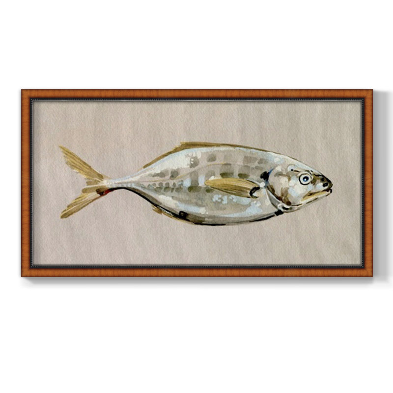 Étude de poisson frais I - reproduction d'un seul cadre photo sur toile, H 21 po x l 37 po x P 1 po