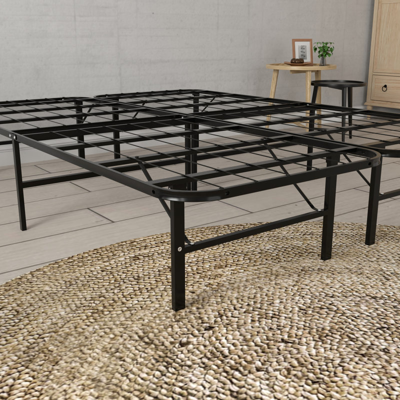 Grand sommier plateforme en acier noir avec installation rapide -, 14 pouces de haut, capacité de base de matelas élevée de 2 000 lb, installation d'outils, pas de sommier