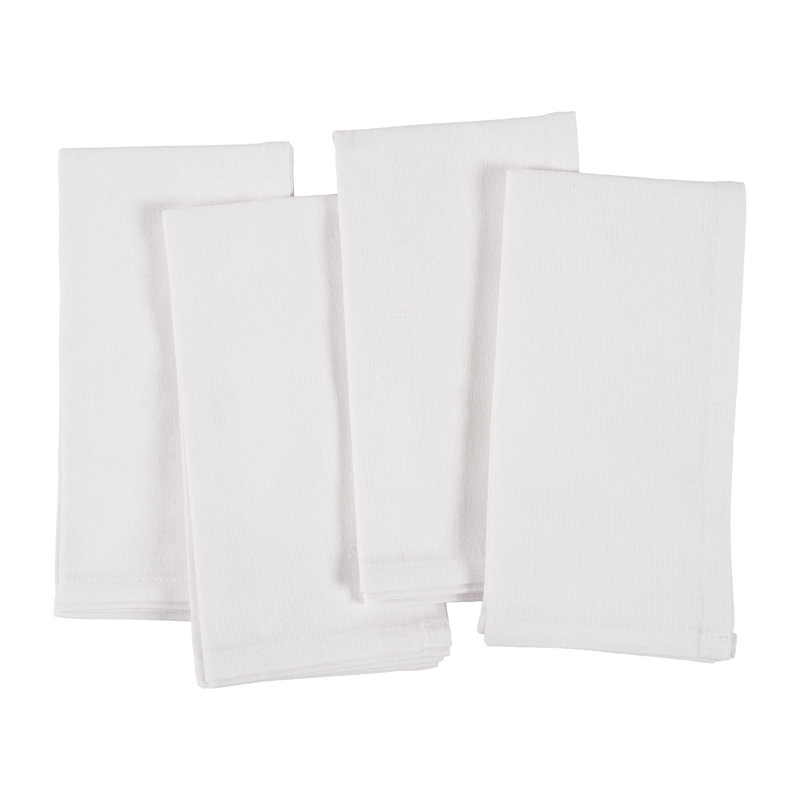 Ensemble de 8 serviettes de table Asberry Chambray, Blanc