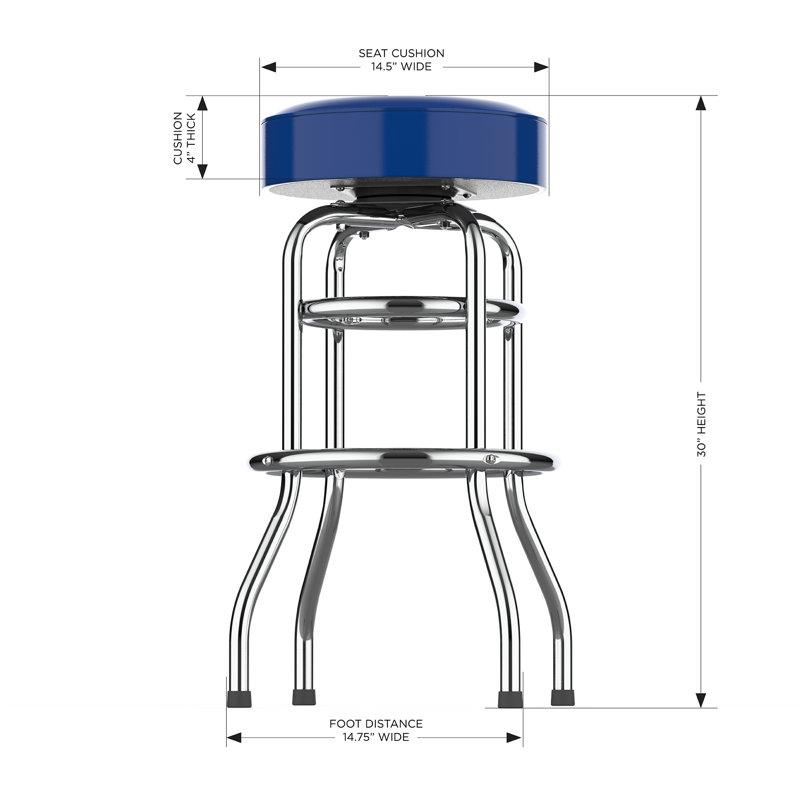 Commercial Grade Chrome Swivel Bar Stool with Vibrant Team Colors  , New York Giants
