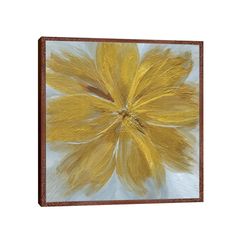 Golden Blue by Nan - Painting on Canvas, Classic Brown Wood Framed, 45.72 cm H x 45.72 cm W