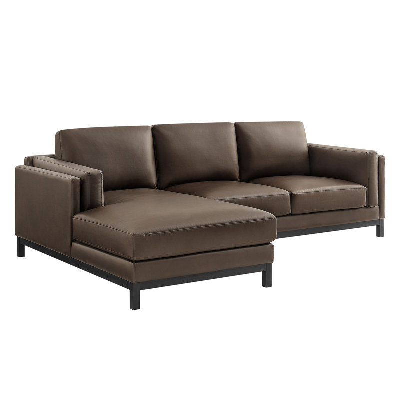 Roscoe Left-Facing Vegan Leather Sectional Sofa With Chaise, Espresso, Left Hand Facing, Espresso Faux Leather