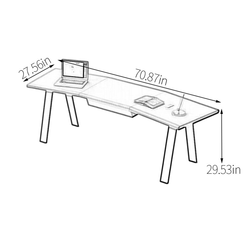Bureau à forme libre Maksimas, H 29,53 po x l 70,87 po x P 27,56 po