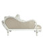 Banc, cuir synthétique beige et finition blanc antique