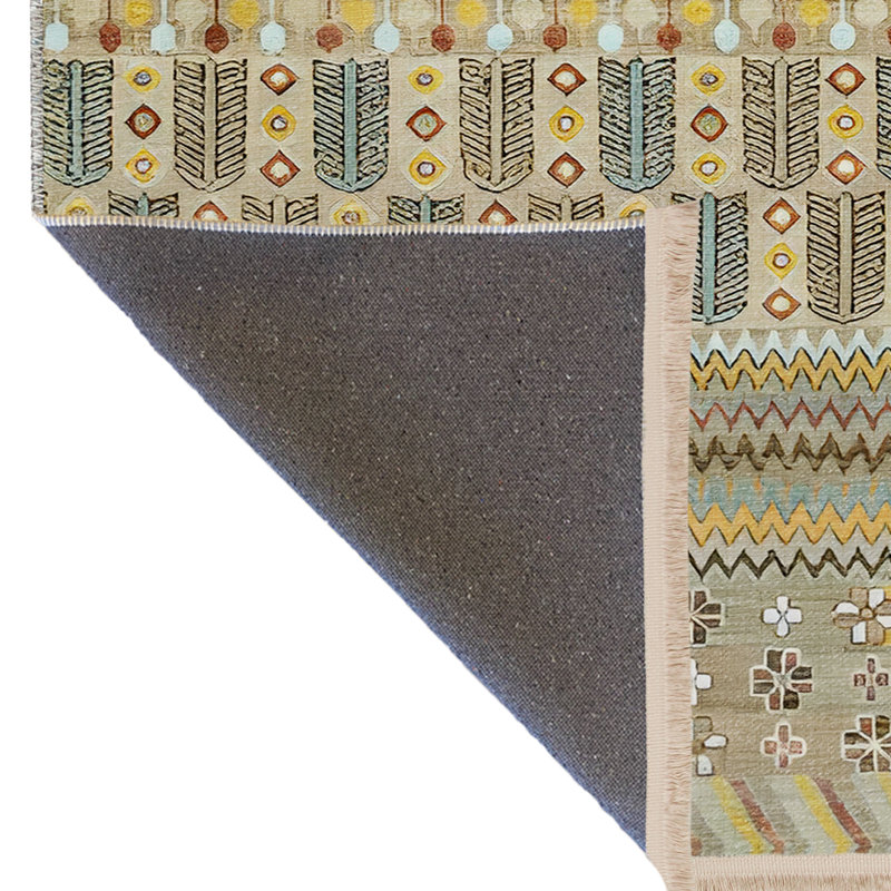 Tapis décoratif multicolore à motif géométrique, Tapis de couloir 3 pi 3,37 po x 9 pi 10,11 po