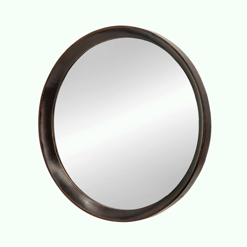 Elegant Wall Decor with Solid Mango Wood Frame for Bathroom, Entryway, and Console, Dark Brown