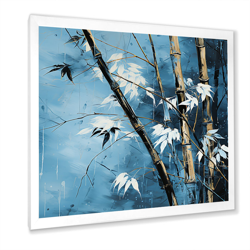 Serenity In Blue Bamboo Forest I - Bamboo Wall Decor_106645, H 30 po x l 30 po x P 1 po, Cadre photo blanc