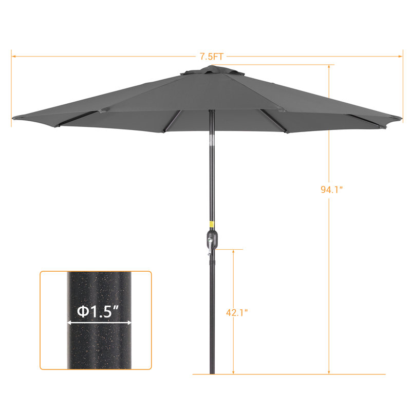 Grand parasol de marché pour terrasse 9 pi, Gris foncé
