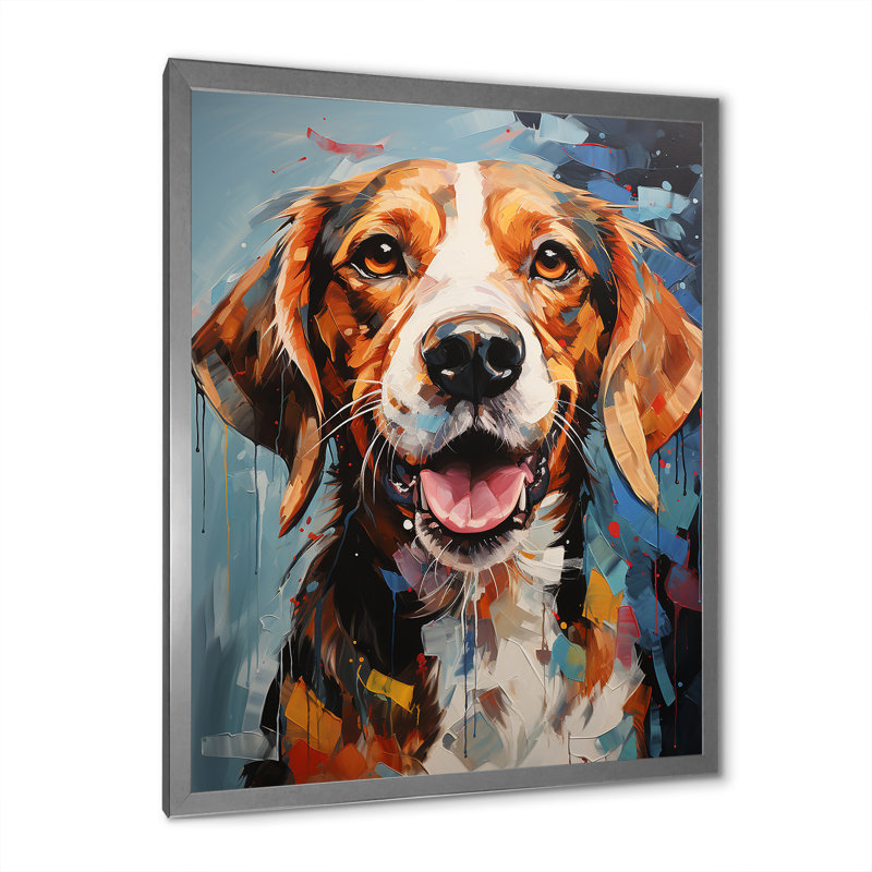 Beagle Bliss VII sur toile, H 44 po x l 34 po x P 1,5 po, Cadre simple argenté