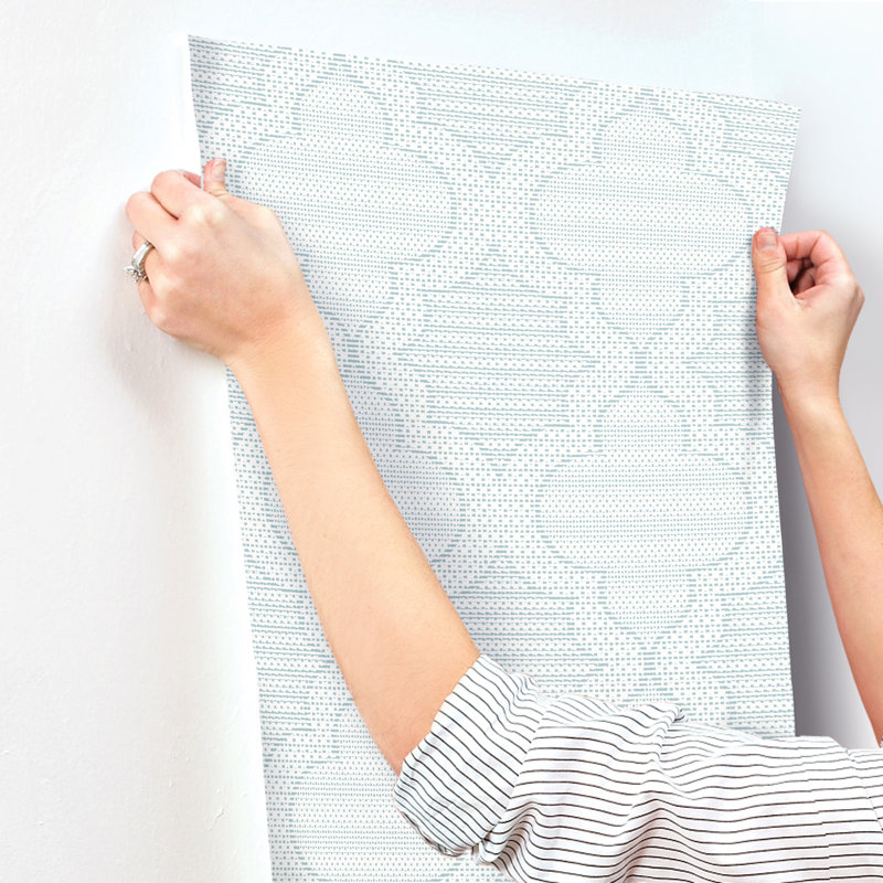 Ernest Charcoal Quilted Quatrefoil Wallpaper, Blue