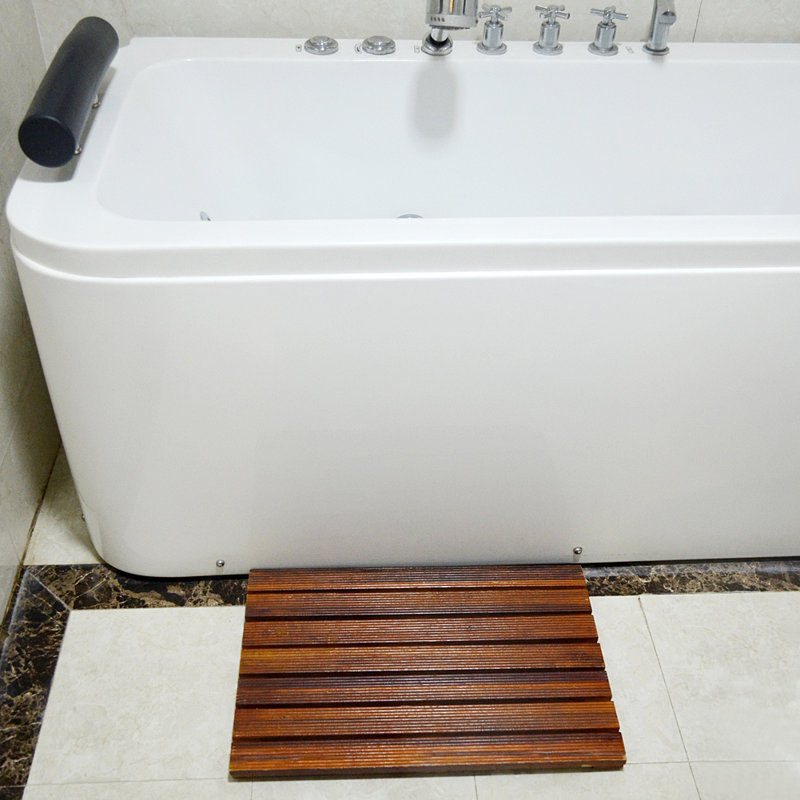 Youngquist Teak Non-Slip Shower Mat, 14" W x 21" L