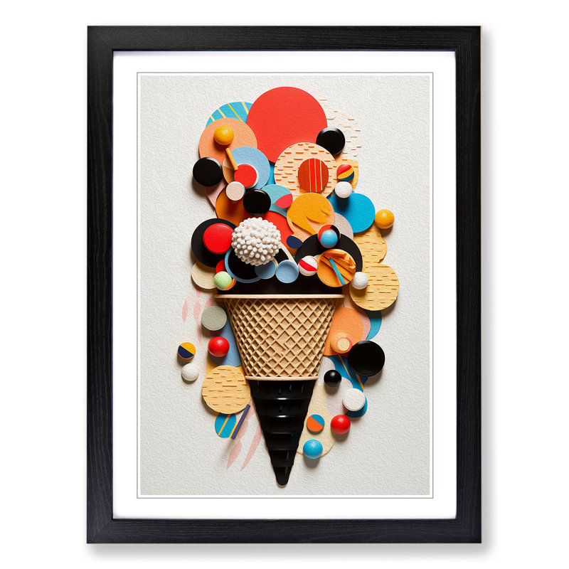 Ice Cream Constructivism No.2 - Framed Print, 34cm H x 25cm W x 2cm D, Black Framed