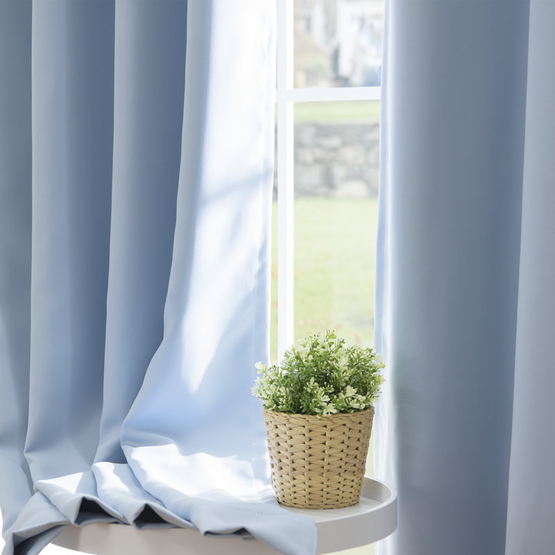 Flame Retardant Thermal Insulated Blackout Curtain, Sky Blue, 52" W x 84" L
