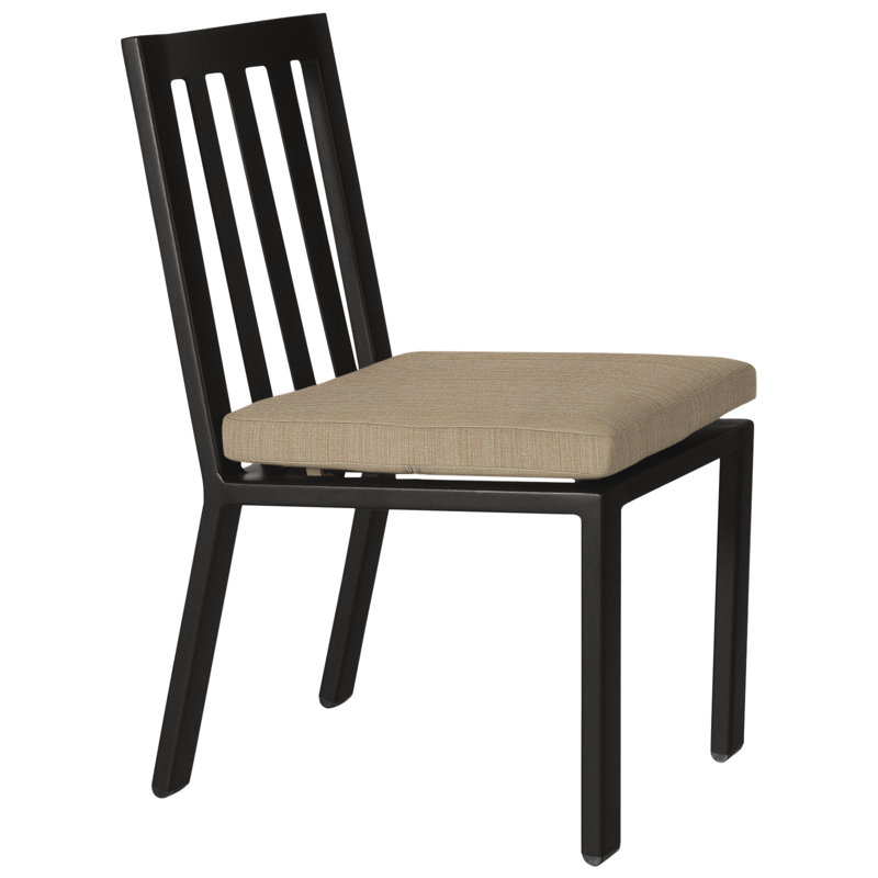 Aris Outdoor Dining Side Chair, Mainstreet Latte, Carbon Black