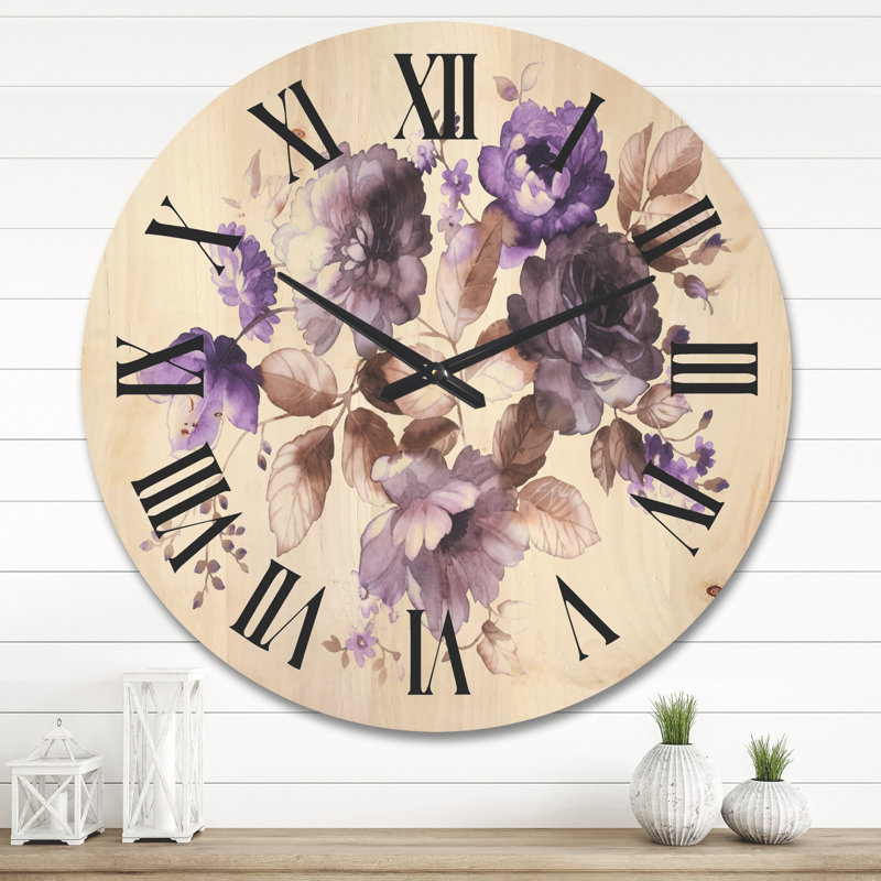 Horloge murale fleurs avec feuilles, Grand