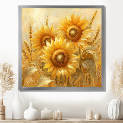 Docie Sunflowers In The Wheat Barnyard VI - Sunflowers Large Wall Art