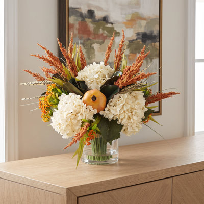 Dellwood Fall Arrangement with Hydrangeas and Thistle
