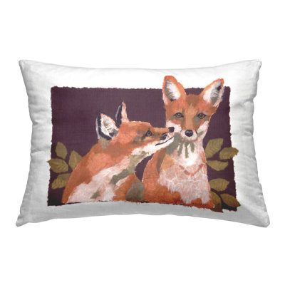 Woodland Foxes & Leaves Decorative Printed Throw Pillow Design by Nancy Overton